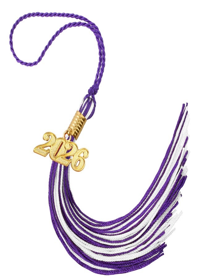 Nelisylux 2026 Tassel Graduation, Purple White Graduation Tassel, 2026 Tassel Charms for Graduations Cap Decorations, Tassels Memorial Grad Cords for College High School Graduate Hat Ceremonies Accessories - Image 1